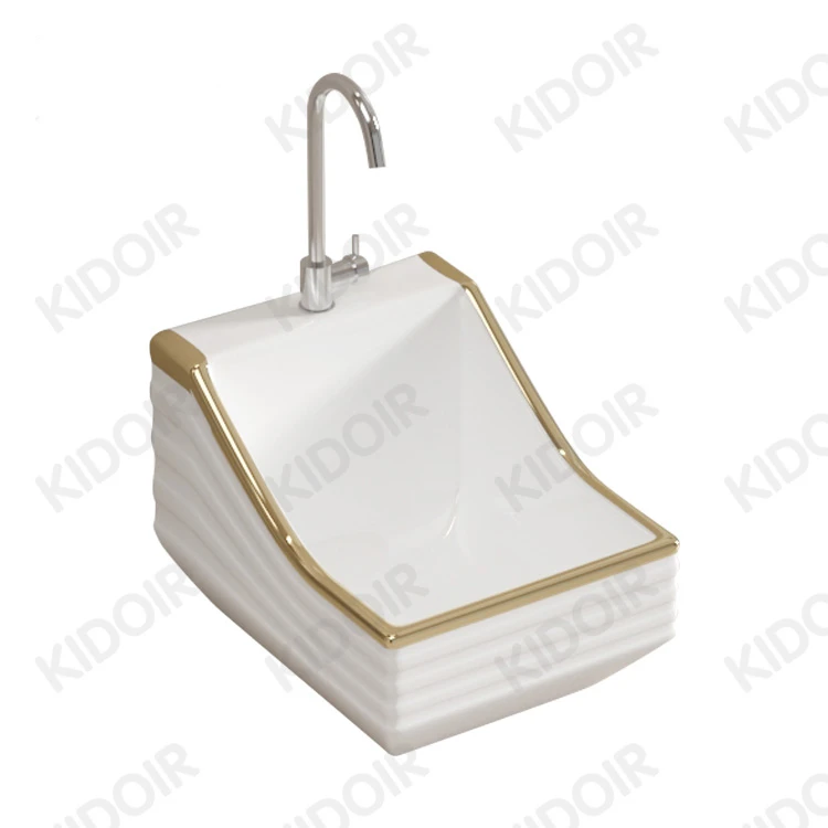 White body with gold edge wudhu sink White body with gold edge wudhu sink
