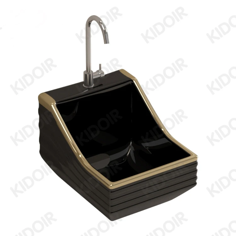 Black body with gold edge wudhu sink Black body with gold edge wudhu sink