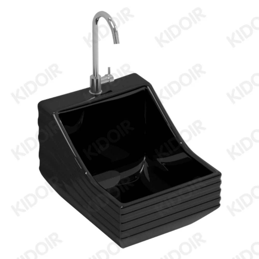 Glossy black wudhu sink Glossy black wudhu sink