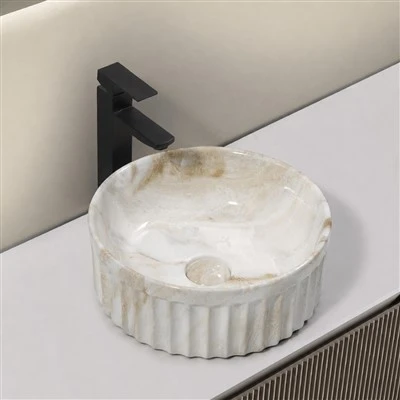 Lavabo de salle de bain rond en marbre